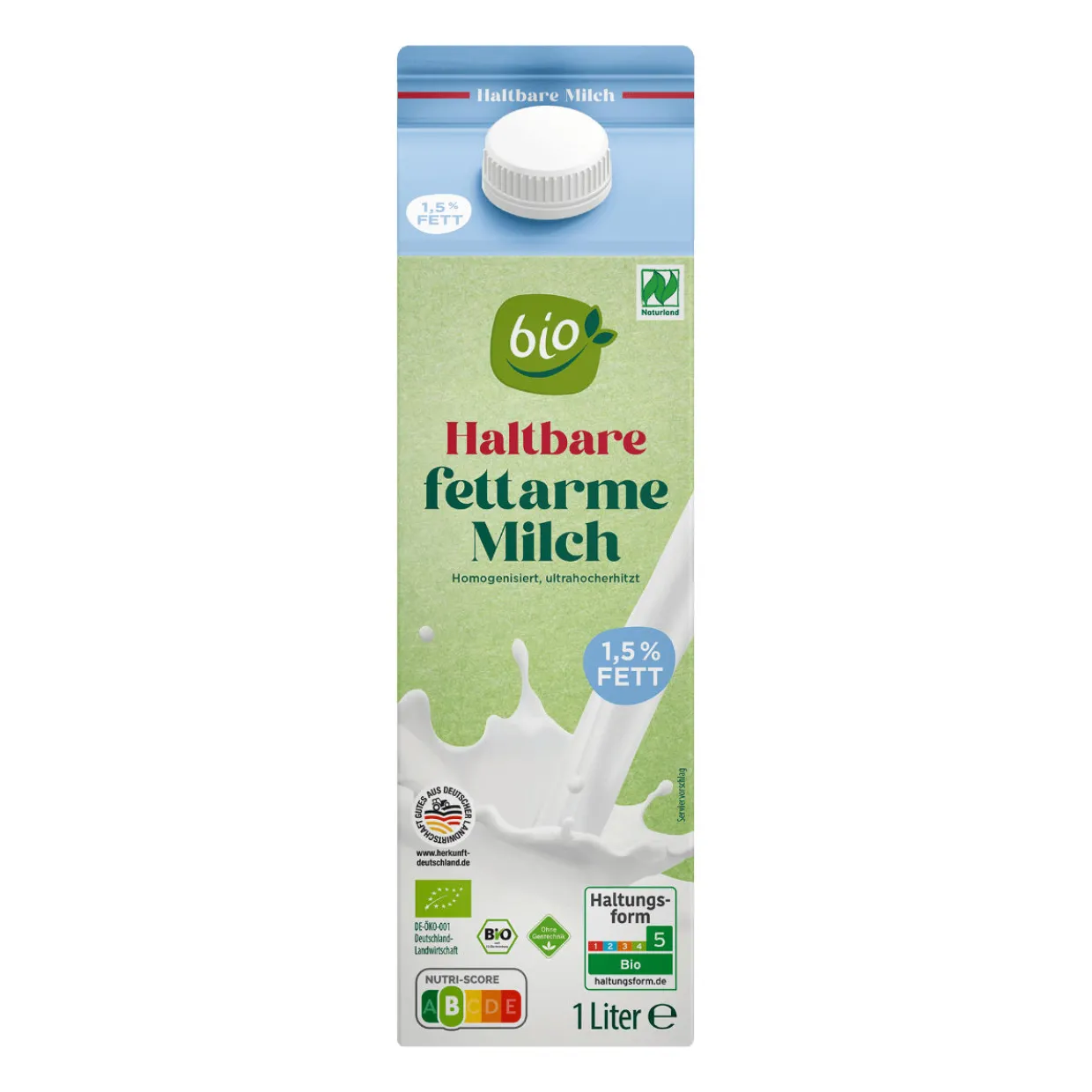 Haltbare Bio-fettarme Milch